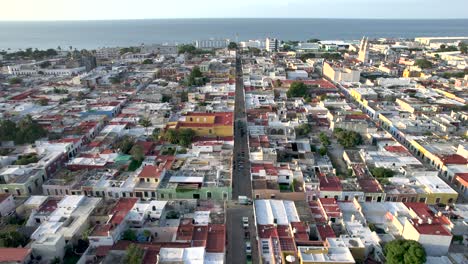 backwards view of the city of campeche and its wall