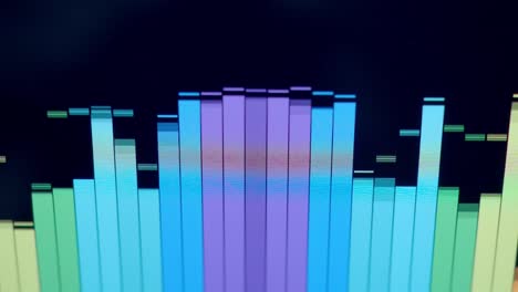 barra de ecualizador de música. ecualizadora de forma de onda de audio en animación de bucle de fondo negro. imágenes de música o ondas de sonido. equalizador de sonido de color abstract. bar de espectro de gradiente gráfico de música. brillo y pulso.