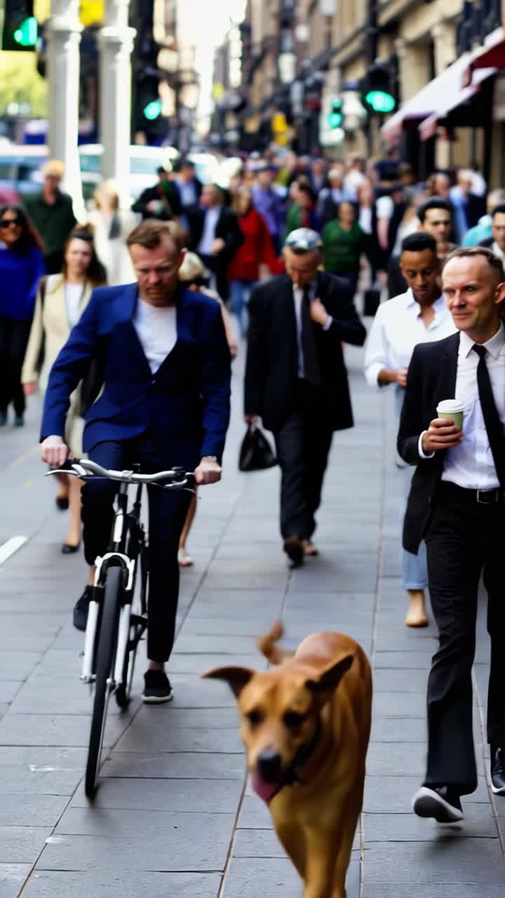 People walking and shopping on a busy city street