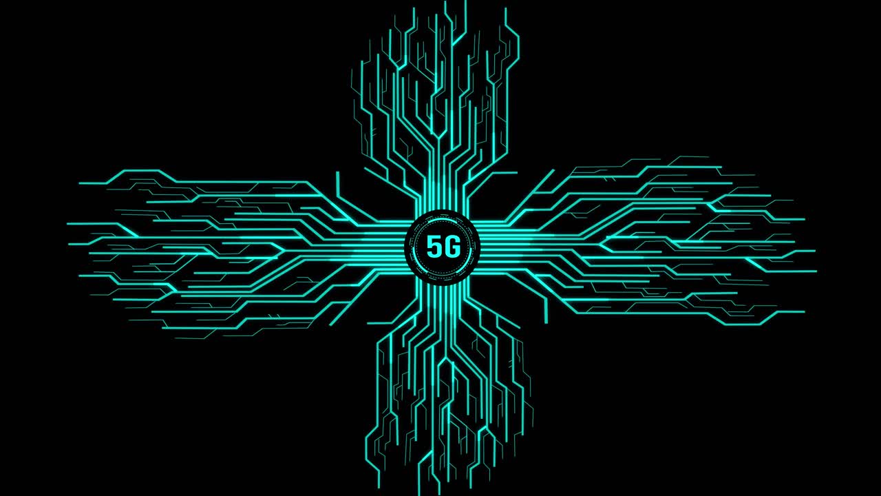 Digital 5G Button With Futuristic Artificial Intelligence Spreading Through Internet. Visualization Of Machine Learning, Computer Technology, Neural Network