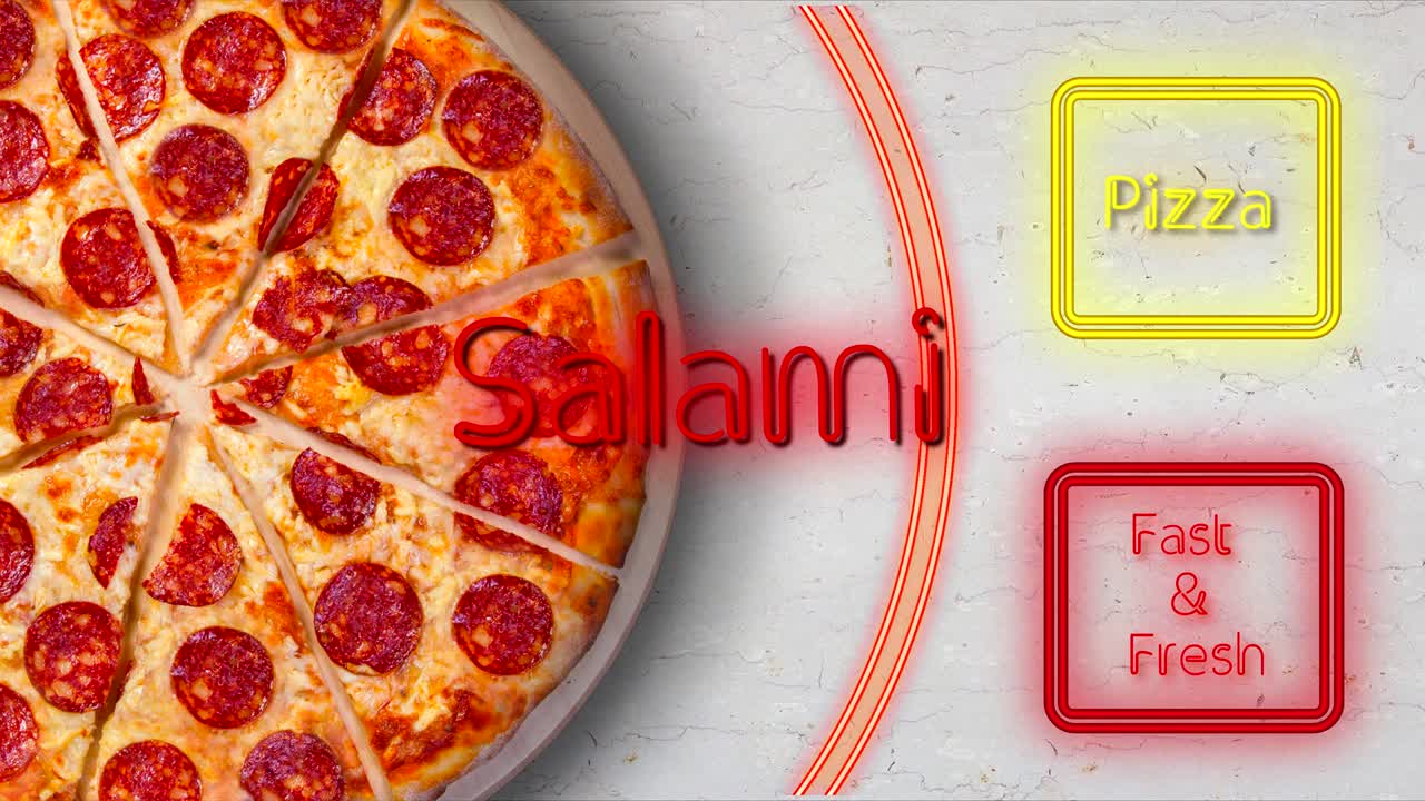 페페로니 피자 (pepperoni pizza) 의 배경 영상 - 이 사진은 레스토랑 메뉴를 디자인하는 데 완벽합니다. 내 페이지를 방문하십시오. 카페 또는 레스토랑에서 판매되는 모든 피자의 이미지를 찾을 수 있습니다.