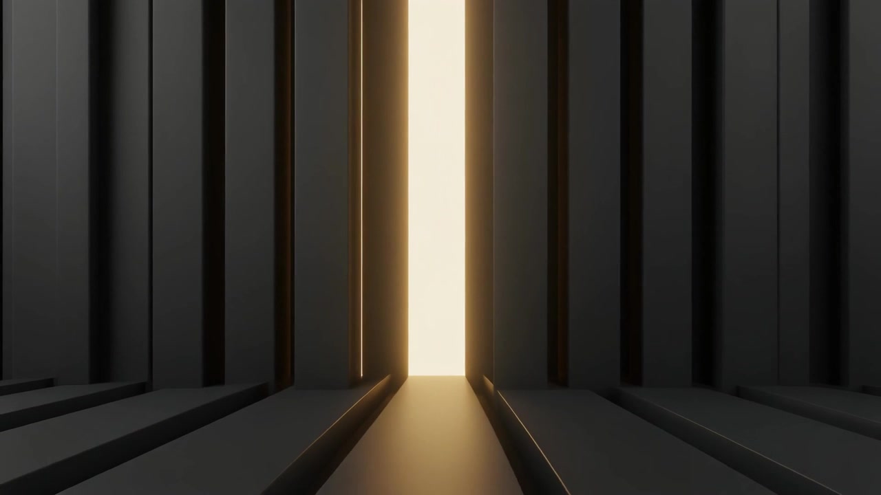 Parlayan Işık Boşluğu Olan Koyu Sütunların Soyut 3D Animasyonu