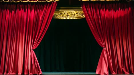 a stage with a red curtain and a black curtain