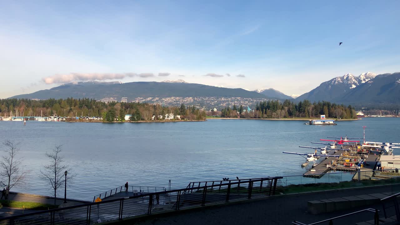 Stunning View of Mountains and Seaplanes in Vancouver