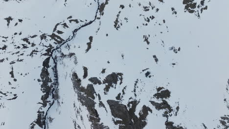 snowy mountain landscape from above