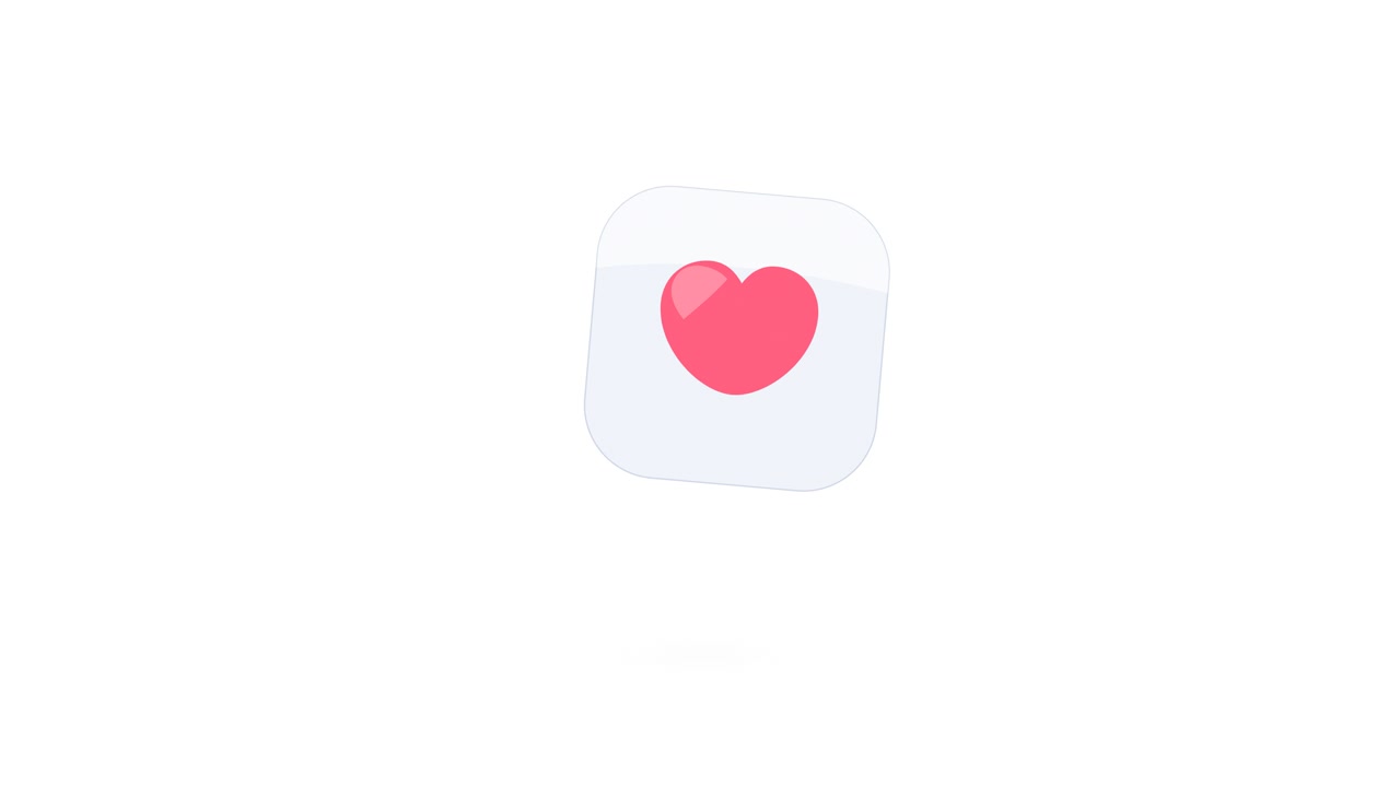 Animated Heart Icon Floating on White Background