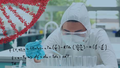 scientist pouring chemicals in tube