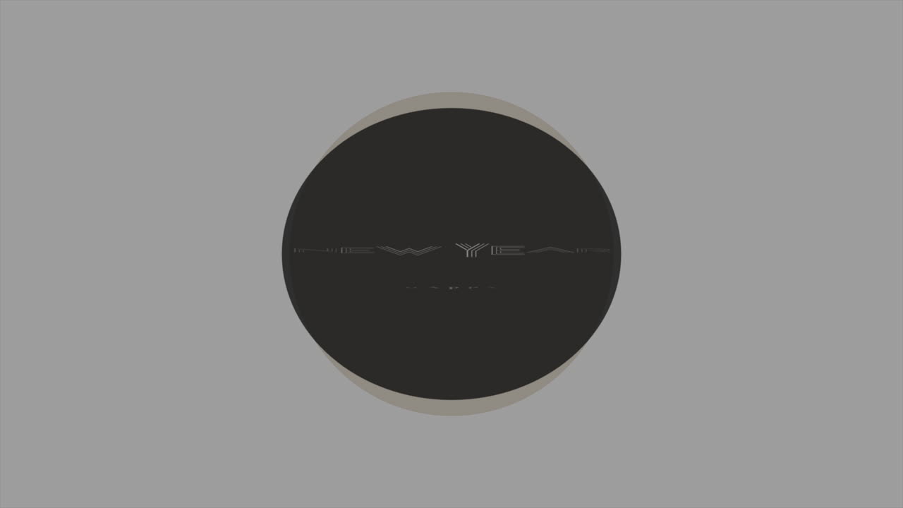 Happy New Year with circles on grey modern gradient