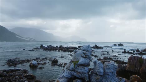 panning-panoramic-view-of-beautiful-rocky-coast-in-Hangklip