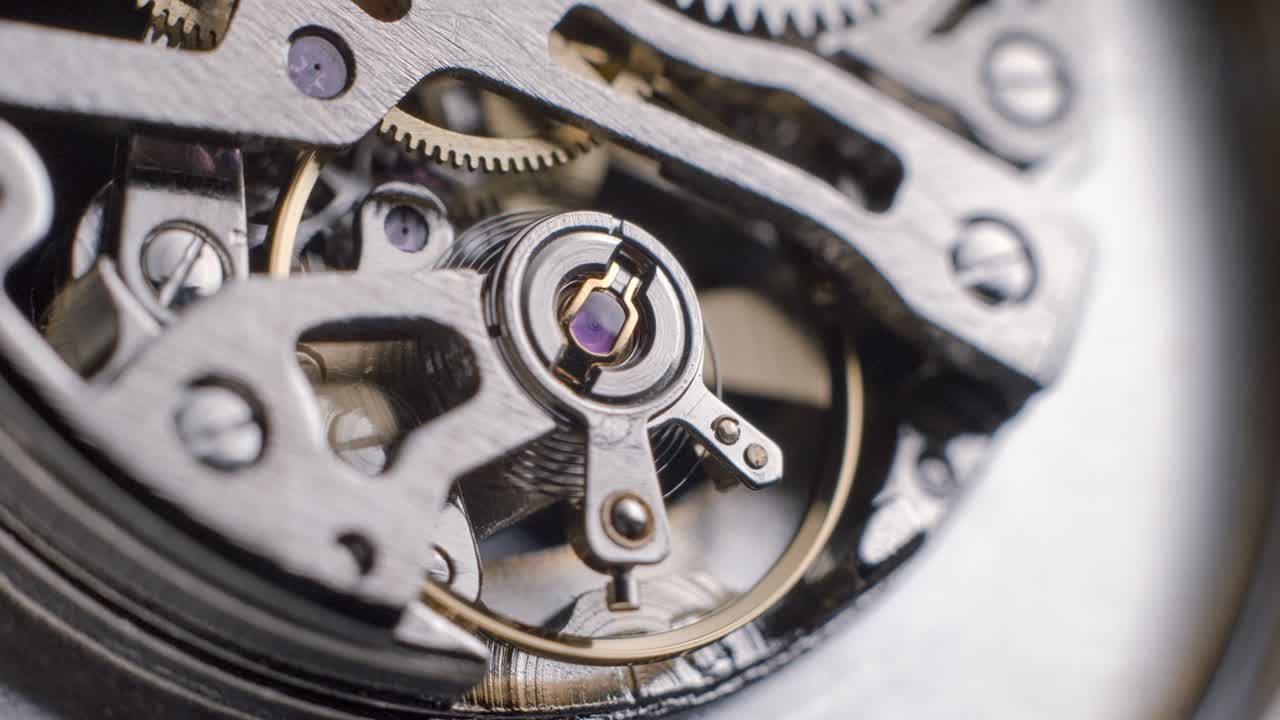 Watch tourbillon rotating macro slowmotion