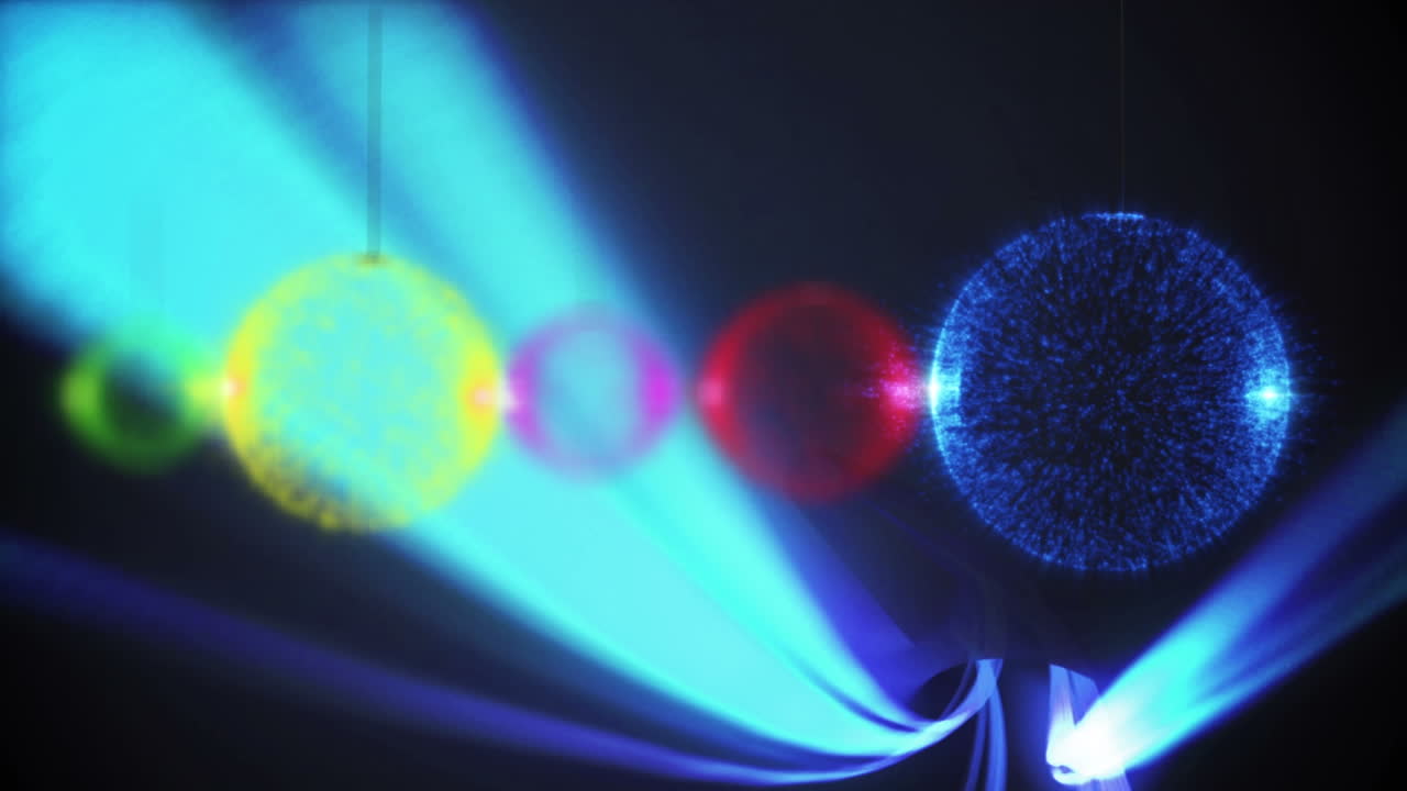 animación de puntos coloridos sobre senderos azules sobre fondo negro