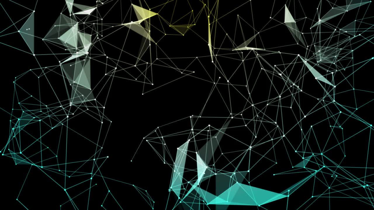 Abstract digital connection moving dots and lines. Technology background. Network connection structure. 3d. Seamless loop. 4K