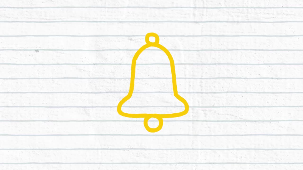 ⁇  줄무 ⁇  종이에 마커로 손으로 그려진 노란색 종의 애니메이션