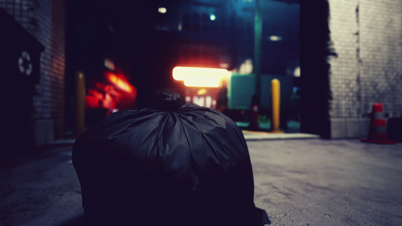 거리에서 검은 쓰레기 봉투