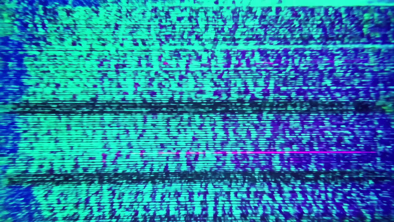 Vibrant Blue and Green Digital Glitch Static Noise Background