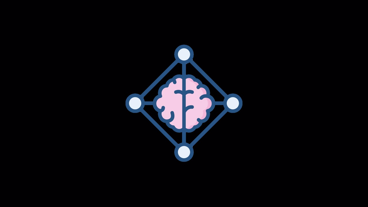 Icona Animata del Cervello con Connessioni di Rete