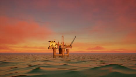 aerial view of offshore jack up drilling rig during sunset, oil and gas industry