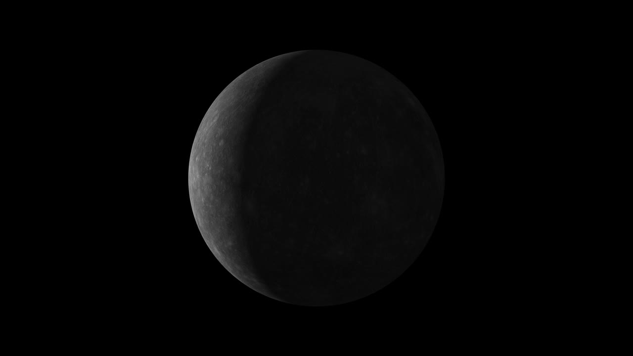 Solar system's planet of Mercury animation in green screen.  Mercury is rotating.