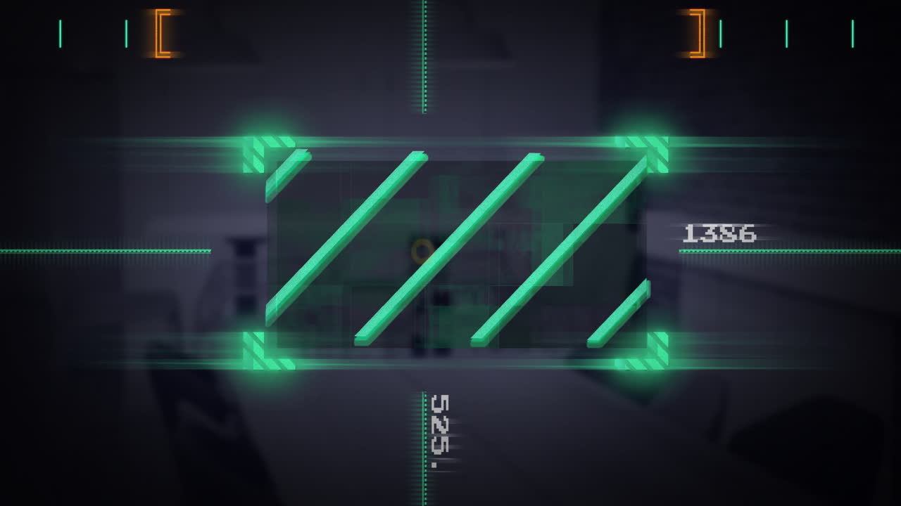 animación del procesamiento de datos y escáner sobre la oficina