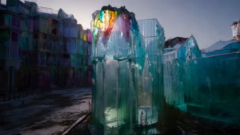 abstract translucent glass structures with vibrant colors