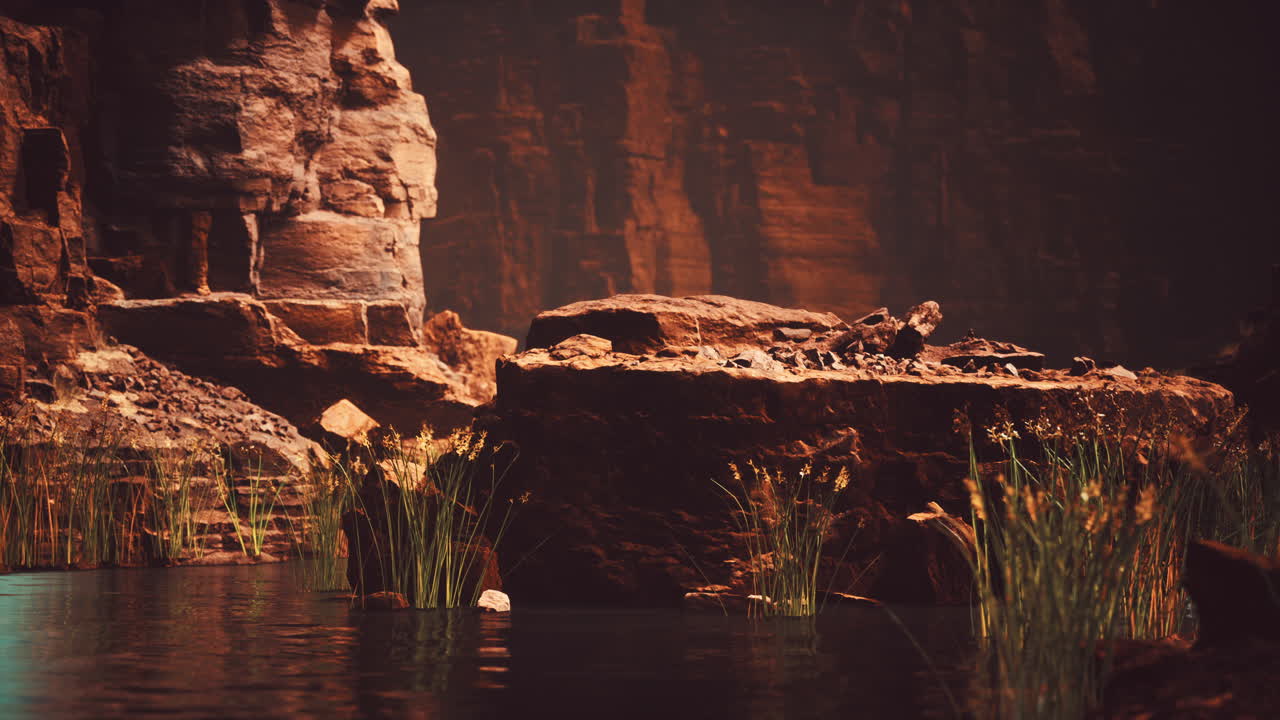el río colorado corta a través de la roca en el gran cañón