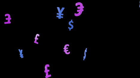 animation of currency symbols on black background