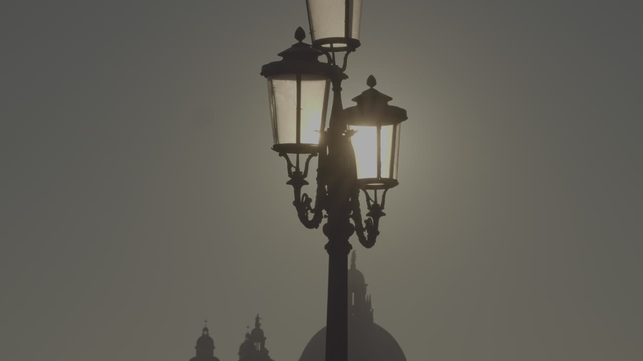 Venice Streetlamp at Sunrise/Sunset in Fog
