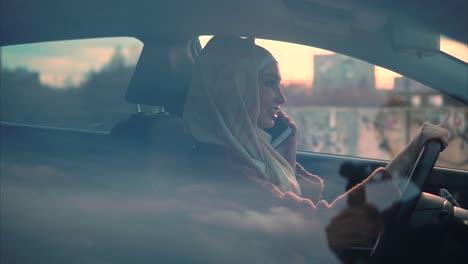 Woman Driving and Talking on Phone