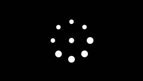 abstraction of figures from white dot circles blinking on the black background and changing their size. spinning black circles or dots creating the effect to animation pattern