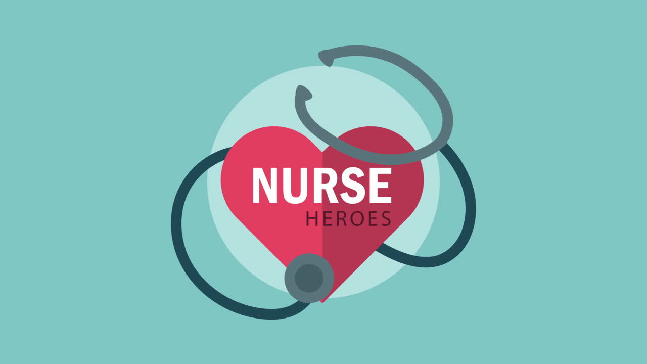 international nurse day lettering in heart with stethoscope