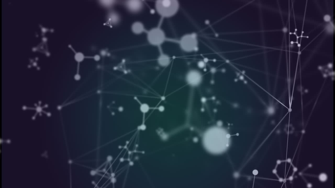 animación de moléculas y red de conexiones