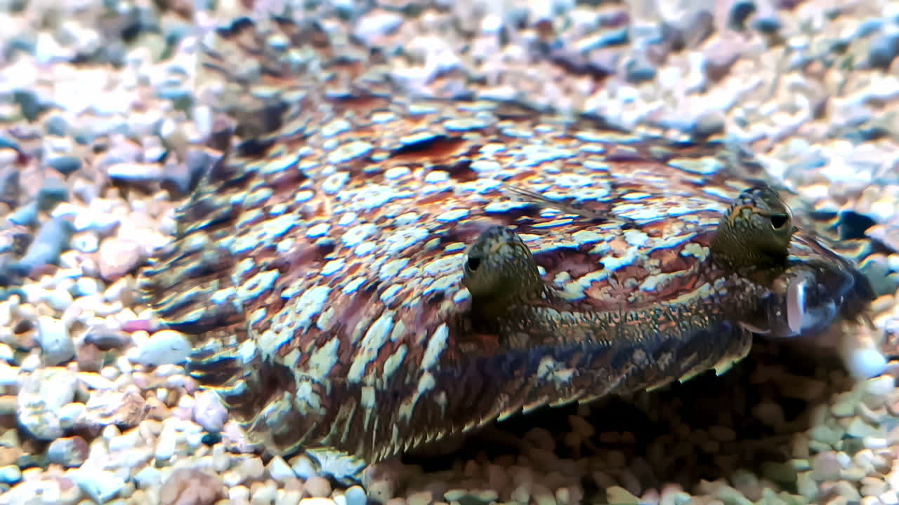 Close-up of a Flounder Fish in an Aquarium