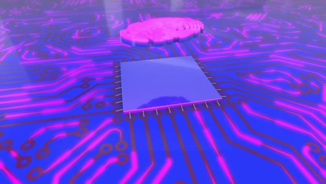 blue and pink rotating computer circuit board concept fingerprint loop 4k