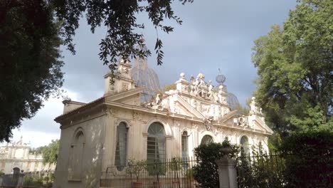 View-on-the-gardens-and-aviary-of-Borghese-gallery-in-Rome's-city-center,-capital-of-Italy