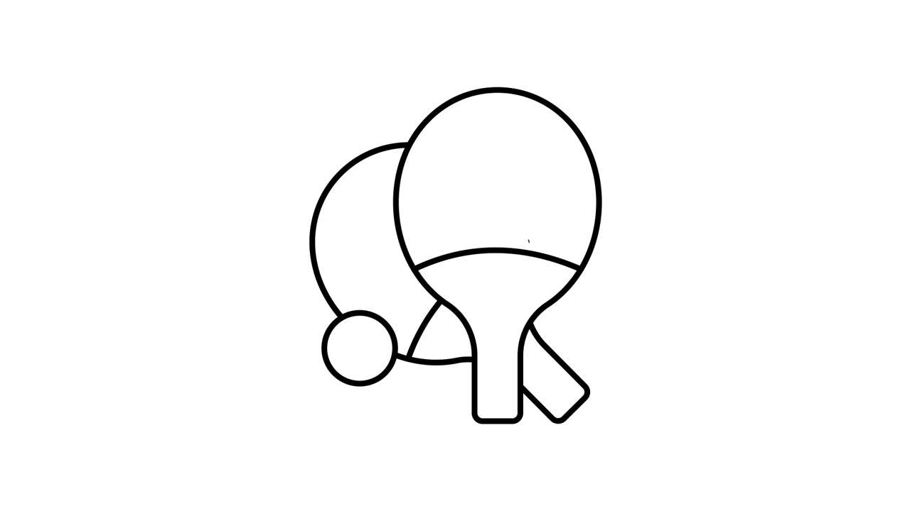 Animated Line Drawing of Two Table Tennis Paddles and Ball