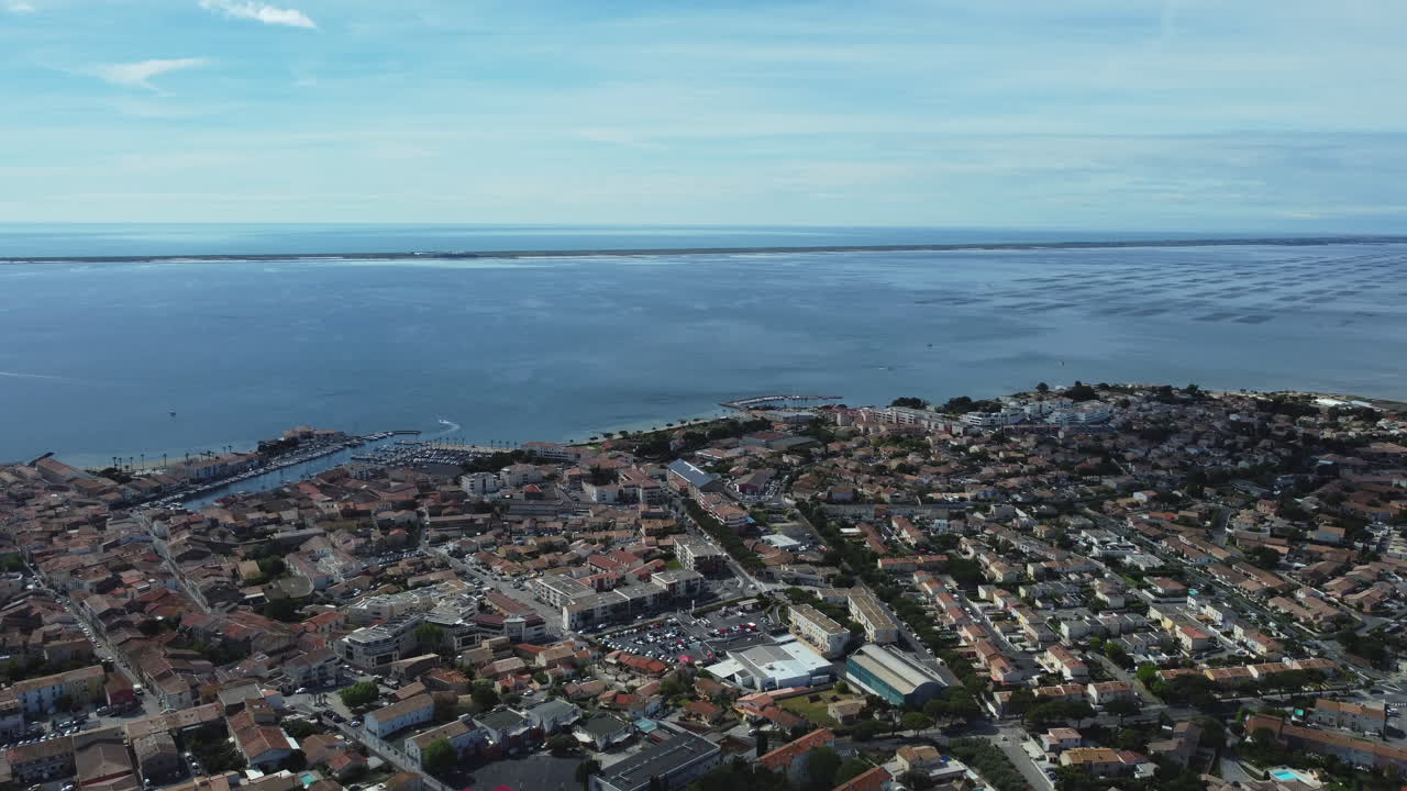 Aerial View of a Coastal Town