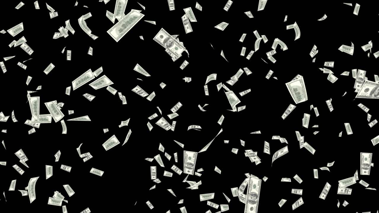 Money stack falling money isolated us bill finance concept one hundred dollar banknotes flying