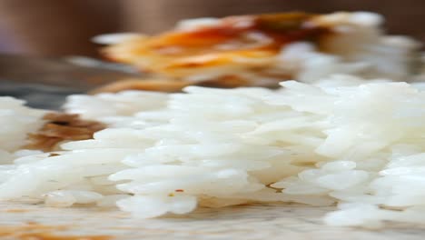 close-up of white rice on a plate