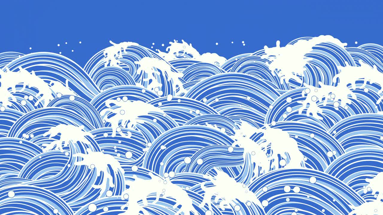 일본 스타일의 웨이브 일러스트레이션 [루프]