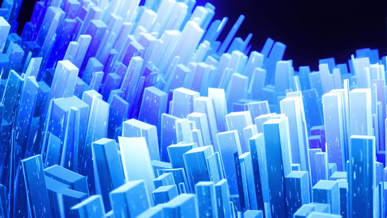 hermosa superficie 3d abstracta con chispas de brillo, ondas 3d abstractas se ejecutan en la superficie en bucle. gradiente azul, material mate suave con brillo interno ligero. animación 4k suavemente