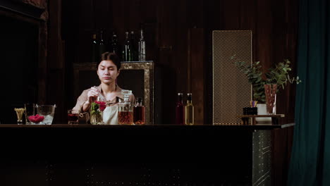 bartender serving a drink