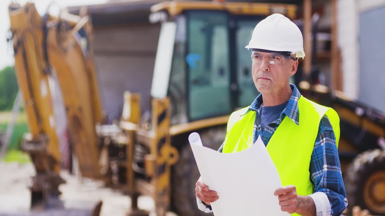 청사진을 분석하는 자신감 있는 성숙한 남성 엔지니어 15