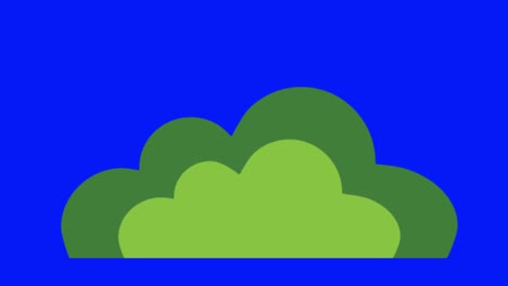 animación simple y colorida de un arbusto verde aislado en una pantalla azul en 4k