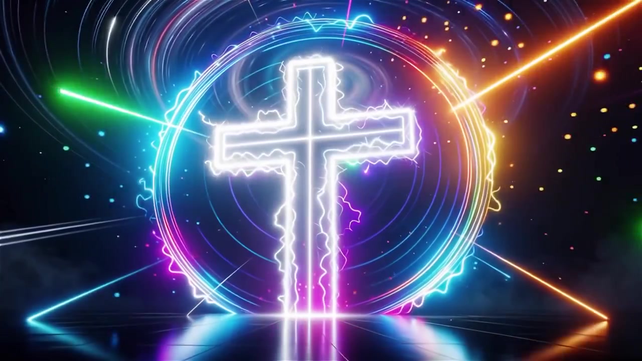 Croce Cristiana Luce Celestiale Sfondo per il Culto.