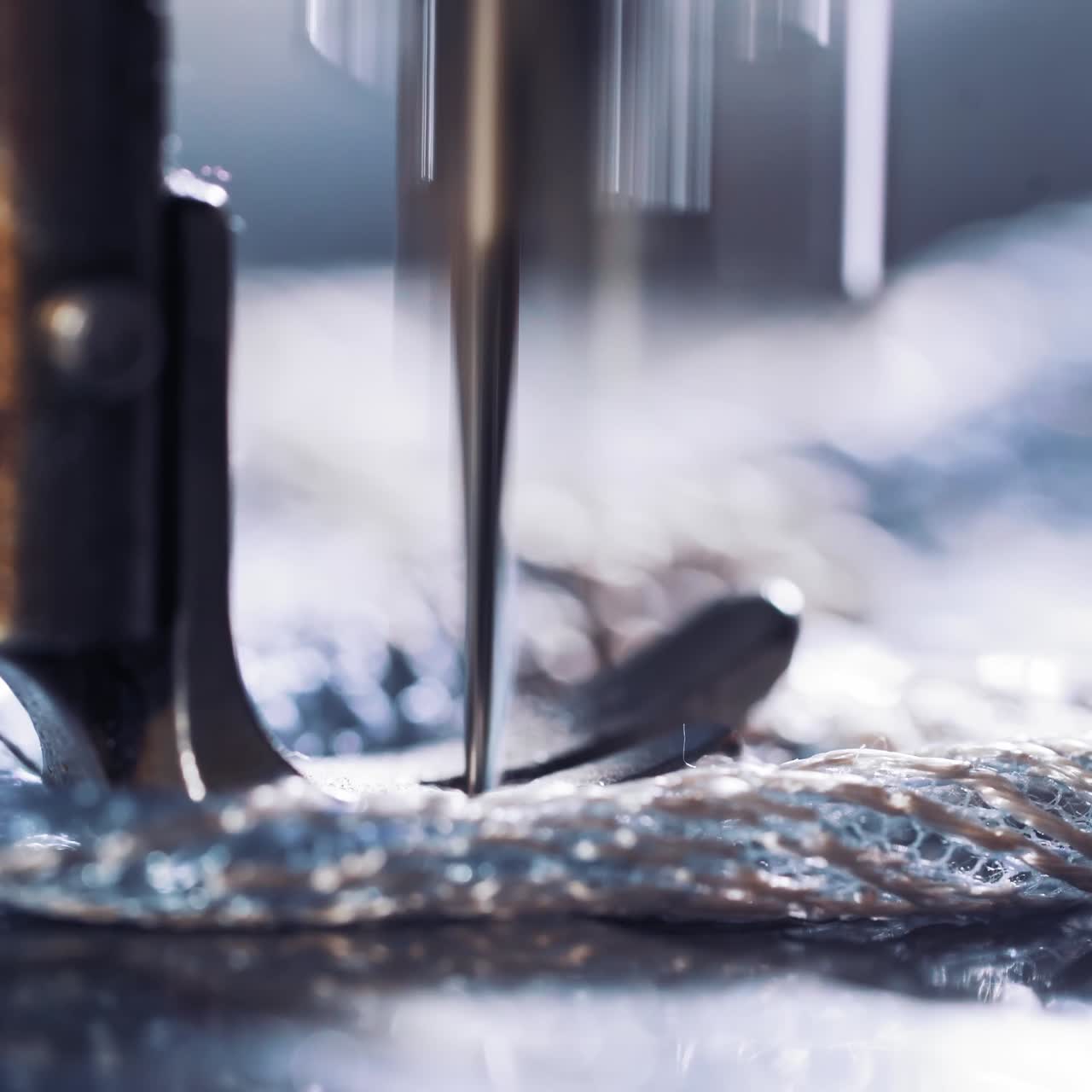 Material on the sewing machine