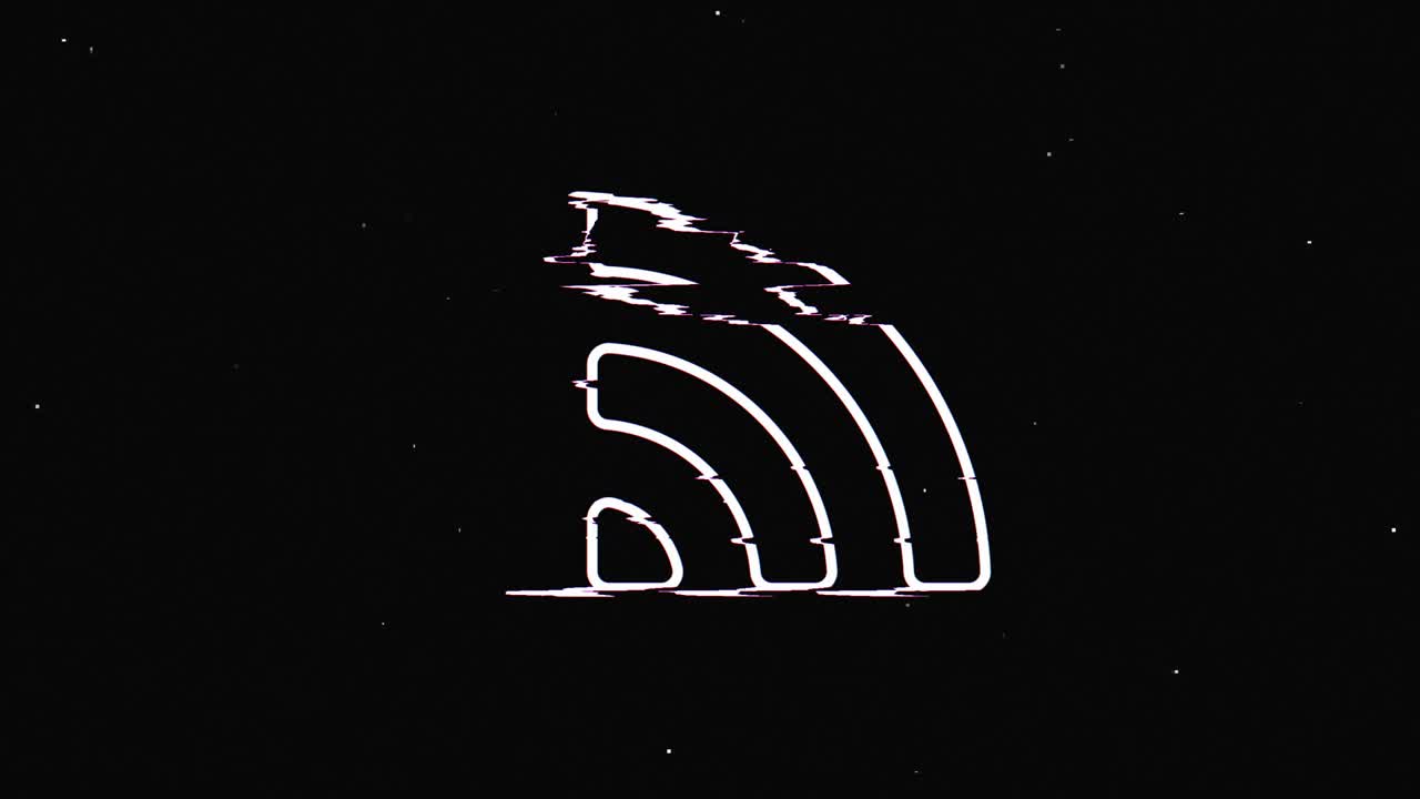 Line wifi hud holographic symbol on digital old tv screen seamless loop glitch animation. Hearts. Dynamic retro and joyful. Colorful and vintage video footage.