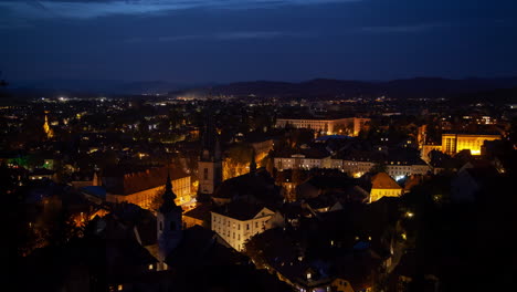 aerial ljubljana downtown dusk