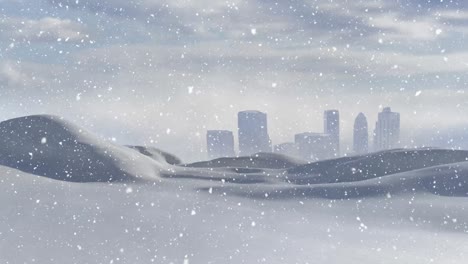 Snow-falling-and-cityscape