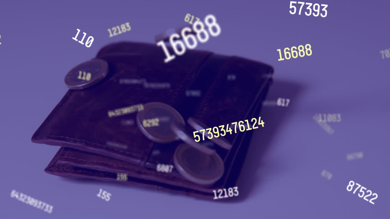 Animation of numbers falling over wallet