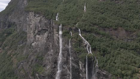 aerial view of seven sisters waterfall at geiranger, norway